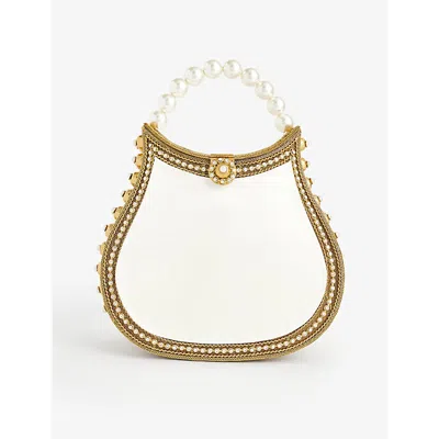 Mae Cassidy Nimmi Pearl Gold-plated Metal Top-handle Bag In Blue