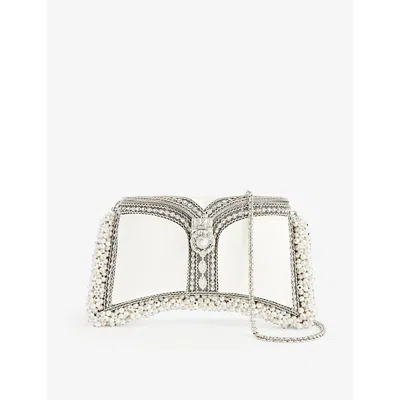 Mae Cassidy Crystal-embellished Metal Clutch Bag In White