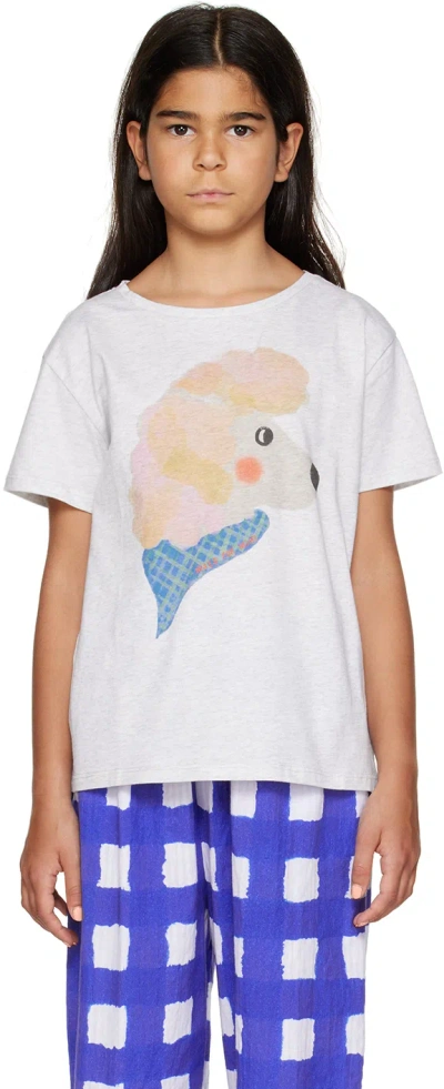 Maed For Mini Kids Gray Preppy Poodle T-shirt In White