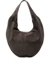 Maeden Large Suede Crescent Shoulder Bag In Brown