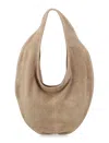 Maeden Market Tote Suede Leather Beige In Pink