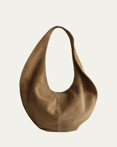 Maeden Market Suede Tote Bag In Suede Almond