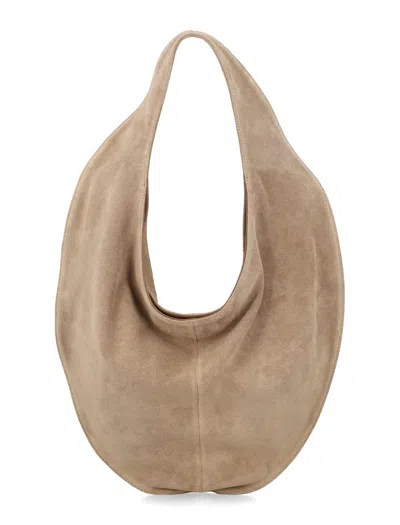Maeden Market Tote Suede Leather Beige