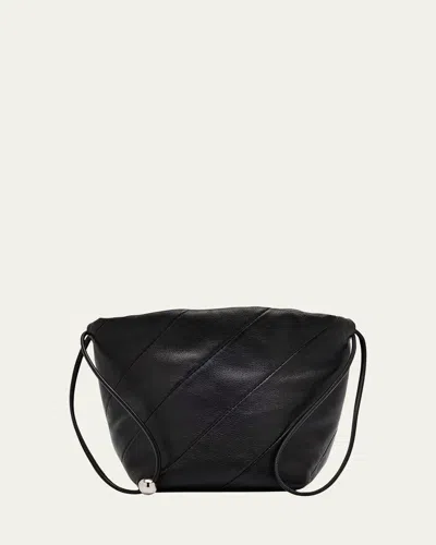 Maeden Miami Twisted Leather Drawstring Pouch Bag In Brown