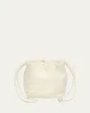Maeden Miami Twisted Leather Drawstring Pouch Bag In White