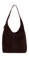 Maeden Monday Suede Shoulder Bag In Burgundy