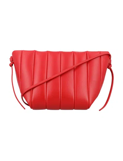 Maeden Red Leather Boulevard Crossbody Handbag For Women