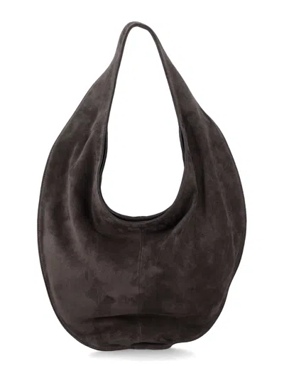 Maeden Rounded Suede Nappa Tote Bag In Brown