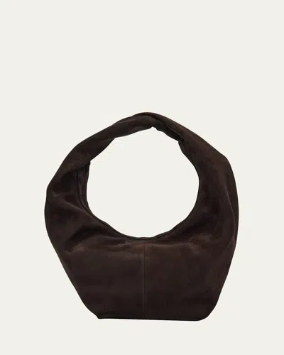 Maeden Yela Zip Suede Hobo Bag In Suede Cacao