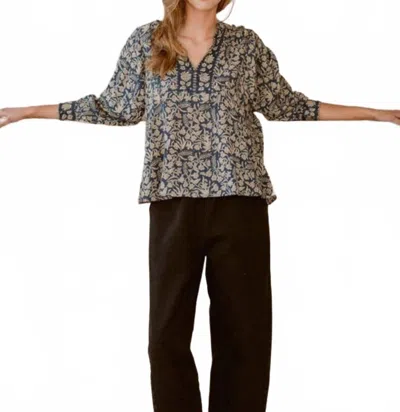 Maelu Willow Modal Blouse In Delia Print In Black