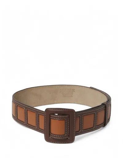 Maese Place Roda Geometric Leather Belt In Brown