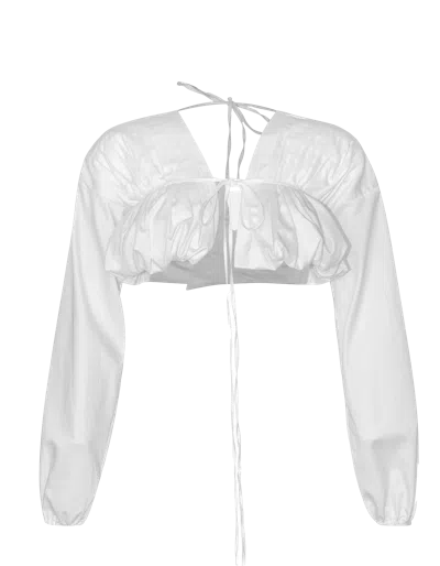 Maet Arlette White Long Sleeve Ruched Top