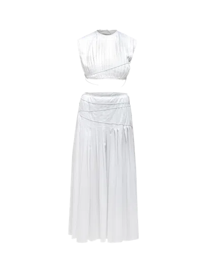 Maet Ersin White Pleated Two Piece Dress