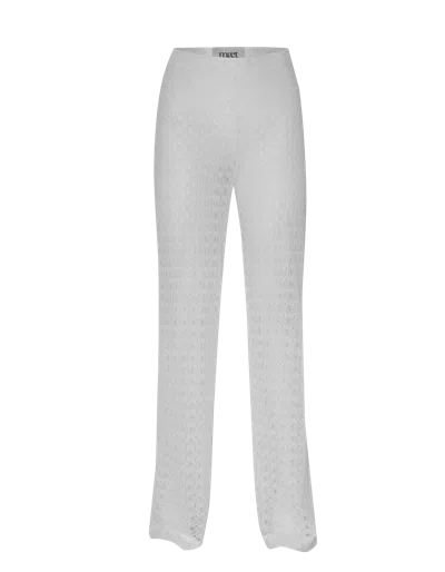 Maet Leia White Knit See Through Pants In Gray