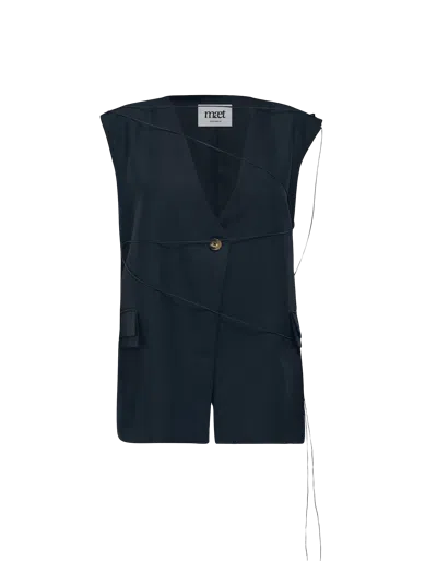 Maet Meilani Black Linen Waistcoat