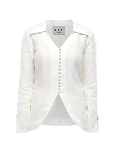 Maet Nereus White Linen Collared Shirt