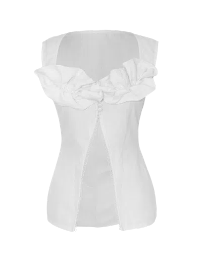 Maet Primrose White Ruffled Sleeveless Top