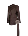 Maet Ressa Mini Skirt Set In Brown Silk