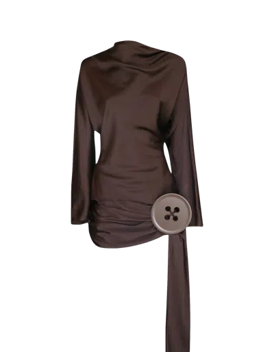 Maet Ressa Mini Skirt Set In Brown Silk