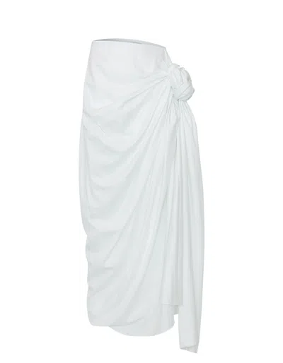 Maet Vera White Draped Midi Skirt