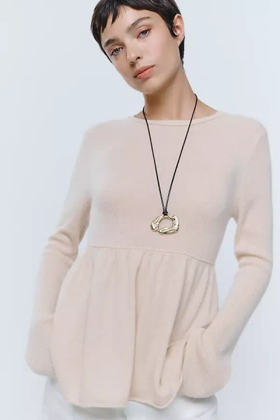 Maeve 100% Cashmere Peplum Sweater In Neutral