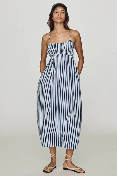 Maeve 100% Cotton Barrel Midi Dress In Multi