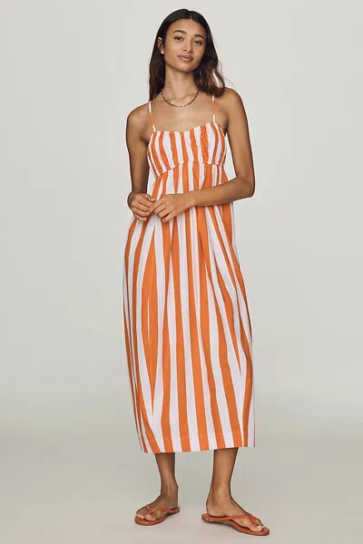 Maeve 100% Cotton Barrel Midi Dress In Multi
