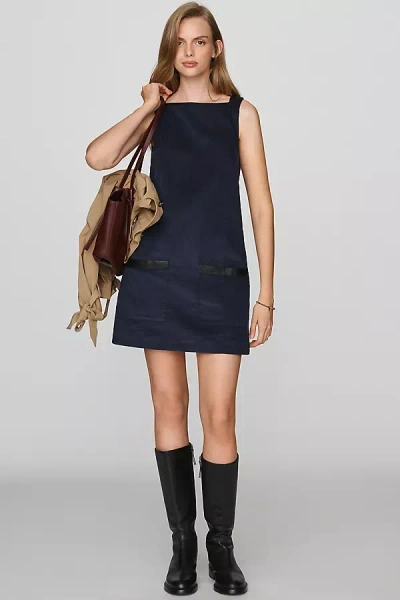 Maeve 100% Cotton Corduroy Shift Dress In Blue