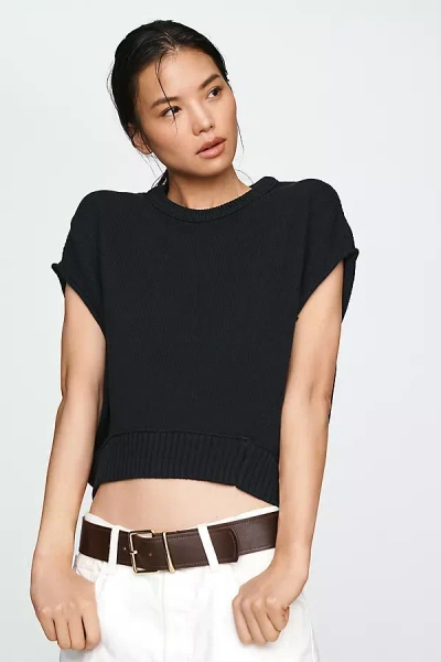 Maeve 100% Cotton Drop-shoulder Sweater In Yellow