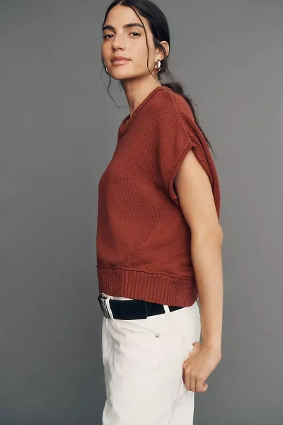 Maeve 100% Cotton Drop-shoulder Sweater In Brown