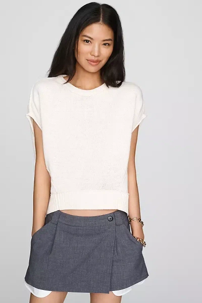 Maeve 100% Cotton Drop-shoulder Sweater In White