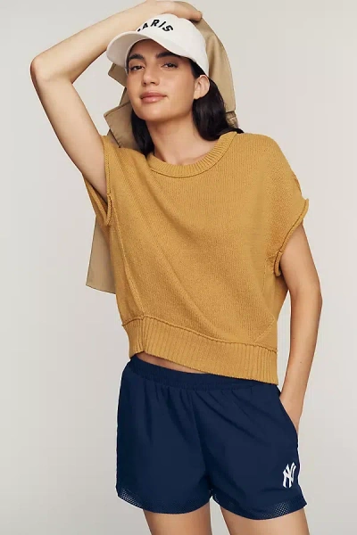 Maeve 100% Cotton Drop-shoulder Sweater In Yellow