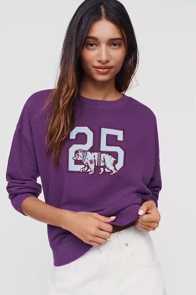 Maeve 100% Cotton Embroidered Varsity Sweatshirt In Purple