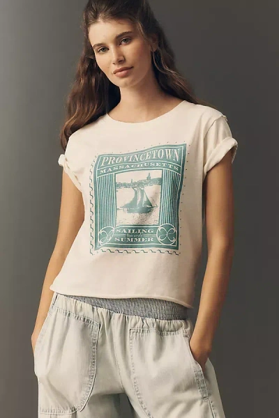 Maeve 100% Cotton Graphic Boxy Tee In White