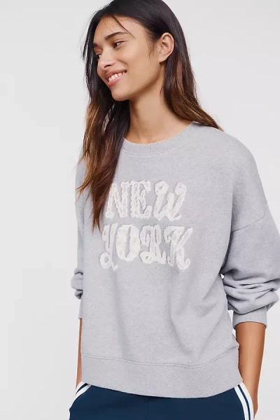 Maeve 100% Cotton Lace Graphic Sweatshirt In Gray