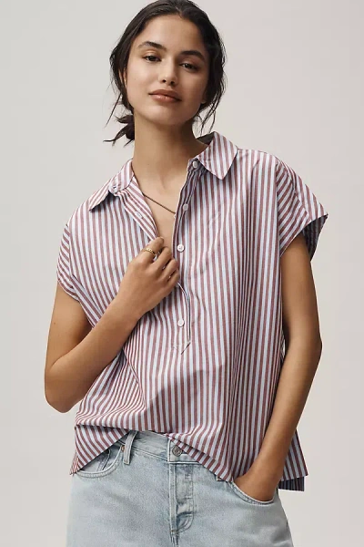Maeve 100% Cotton Sleeveless Buttondown Shirt In Multi