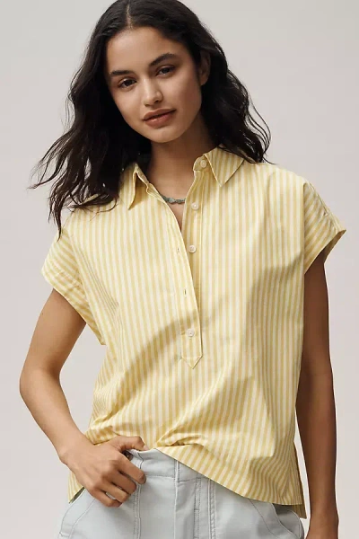 Maeve 100% Cotton Sleeveless Buttondown Shirt In Yellow