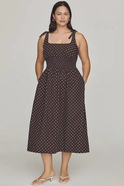 Maeve 100% Cotton Smocked Midi Dress In Multi