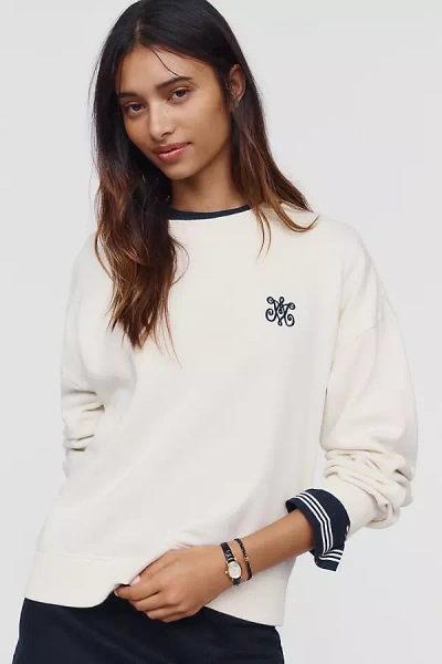 Maeve 100% Cotton Stamp Graphic Sweatshirt In White