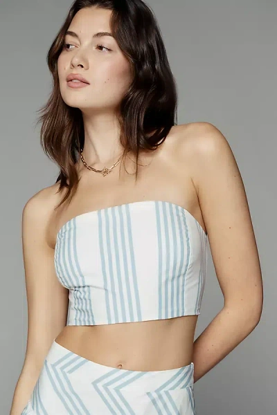 Maeve 100% Cotton Stripe Tube Top In Blue