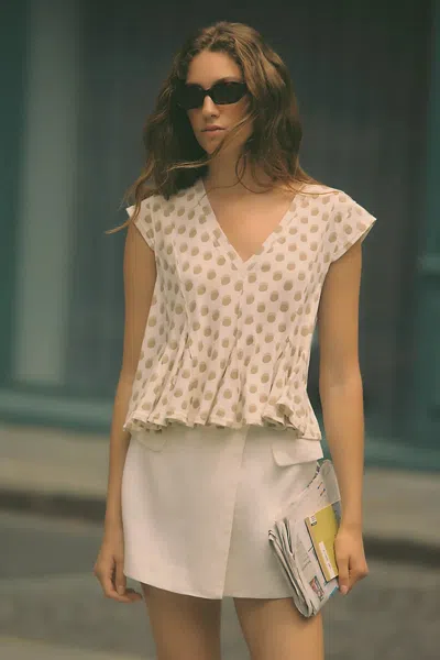 Maeve 100% Cotton Swing Top In Beige