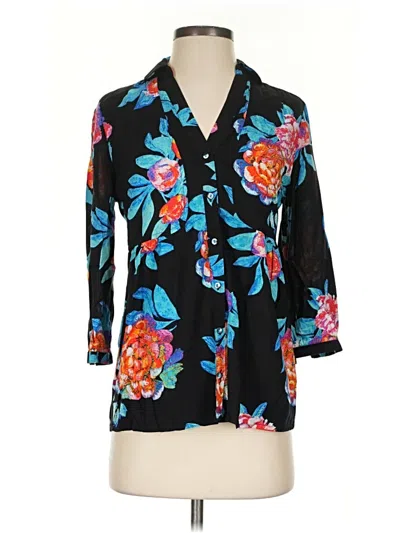 Pre-owned Maeve 3/4 Sleeve Blouse In Black