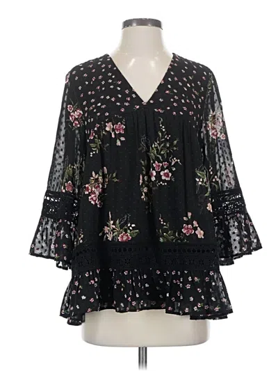 Pre-owned Maeve 3/4 Sleeve Blouse In Black