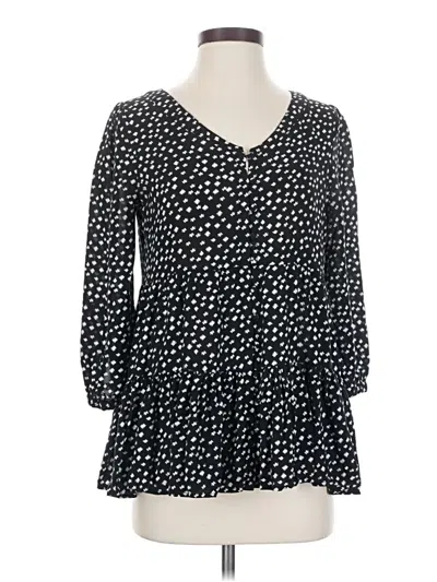 Pre-owned Maeve 3/4 Sleeve Blouse In Black