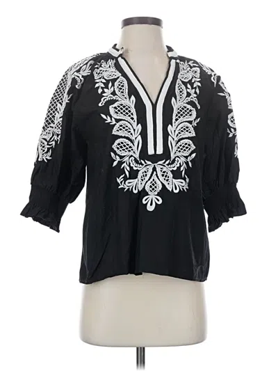 Pre-owned Maeve 3/4 Sleeve Blouse In Black
