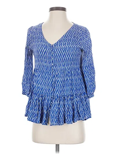 Pre-owned Maeve 3/4 Sleeve Blouse In Blue
