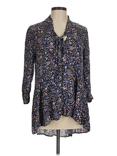 Pre-owned Maeve 3/4 Sleeve Blouse In Blue