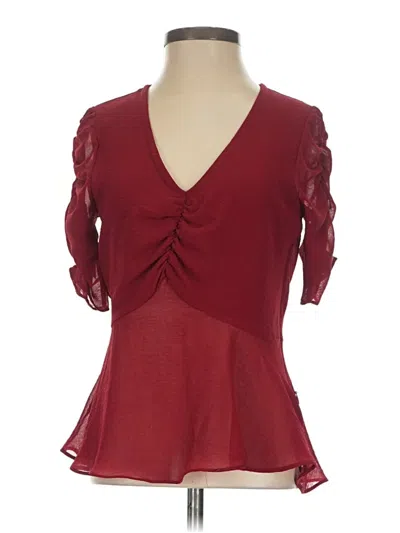 Pre-owned Maeve 3/4 Sleeve Blouse In Burgundy