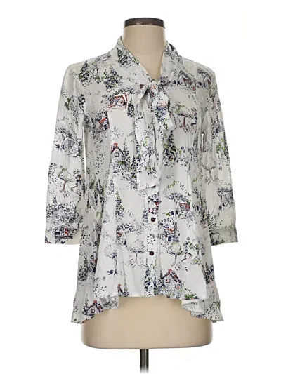 Pre-owned Maeve 3/4 Sleeve Blouse In Gray