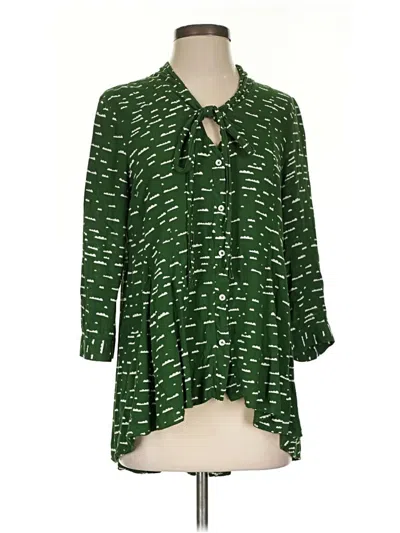 Pre-owned Maeve 3/4 Sleeve Blouse In Green